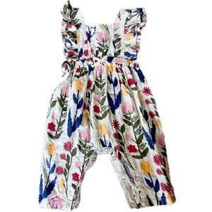 Pink chicken floral romper